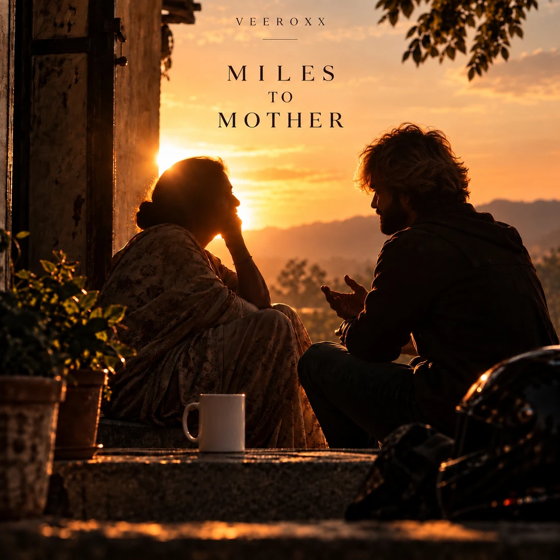 Miles to Mother artwork showing a mother and son talking at sunset